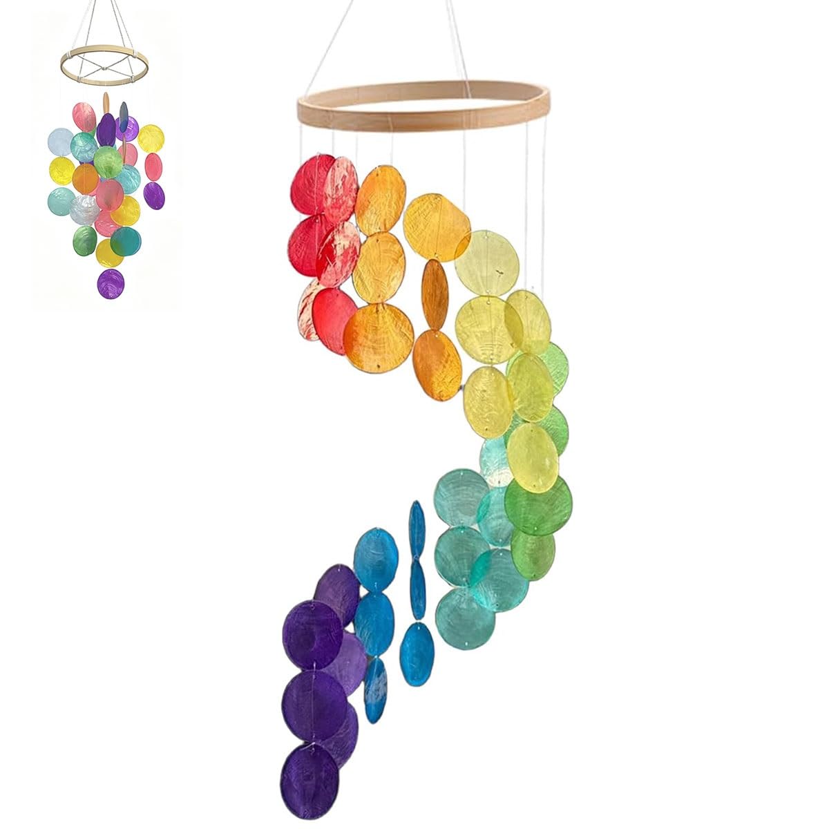 Colorful Shell Wind Chime, Bohemian Style Wind Chime With Shells, for Window Wall Patio Garden Porch Outdoor Home