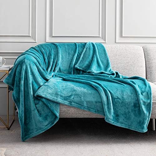 Topblan Fleece Blankets - Throw Size for All Seasons, Super Soft Fluffy Microfiber Flannel Plush Throw Blanket Lightweight, Teal Green