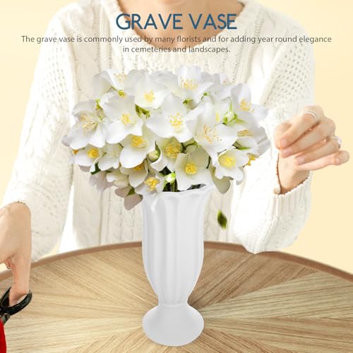 Vase funéraire céramique blanche durable contre gel et intempéries de tombe
