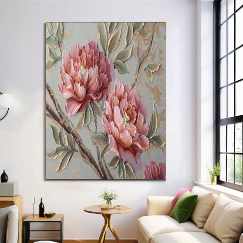 Tableau décoration murale pivoine pour salon et salle à manger chic