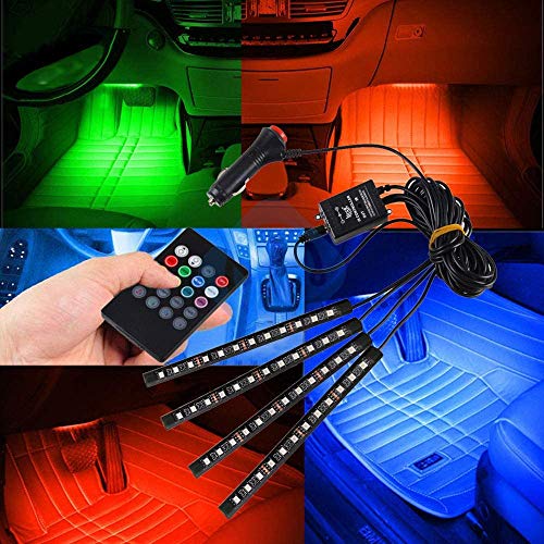 AXELECT Car LED Strip Lights, 72 LED Neon Accent Interior Lights Neon Light Kits Multicolor Music Car Interior Lights Under Dash Lighting Kit with Sound Active Function and Remote Control, DC 12V