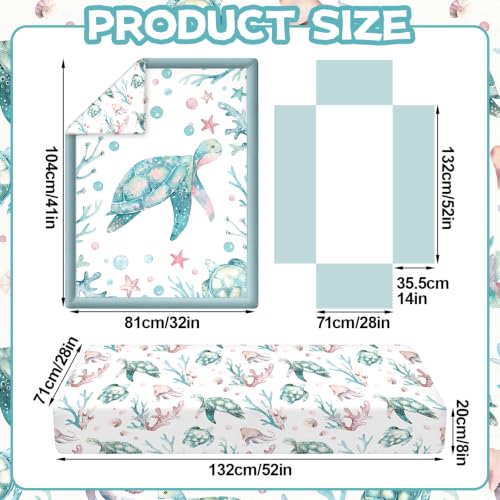 Image of Hahafelt 3 Pcs Teal Pink Aquatic Baby Crib Bedding Set for Baby Boy