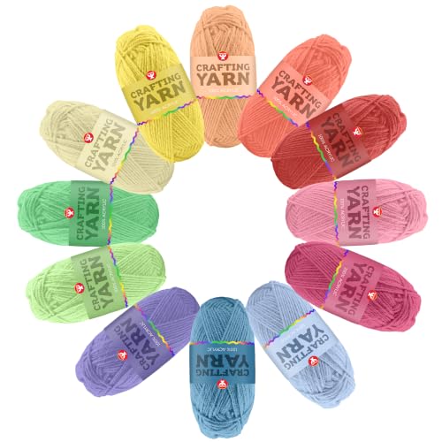Image of Hygloss Pastel Acrylic Yarn for Crocheting & Hand Knitting - Set of 12