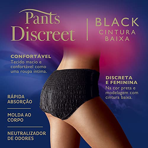 Calcinha Descartável Tena Pants Discreet Preta P/M 8 Unidades