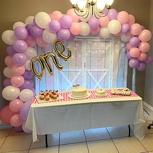Image of Pink and Purple Balloons, 75 Pack Pastel Purple Pink and Matte White Latex Balloons, Pink Purple Macaron Helium Balloons for Girls Birthday Wedding Baby Shower Christening Engagement Party Decorations