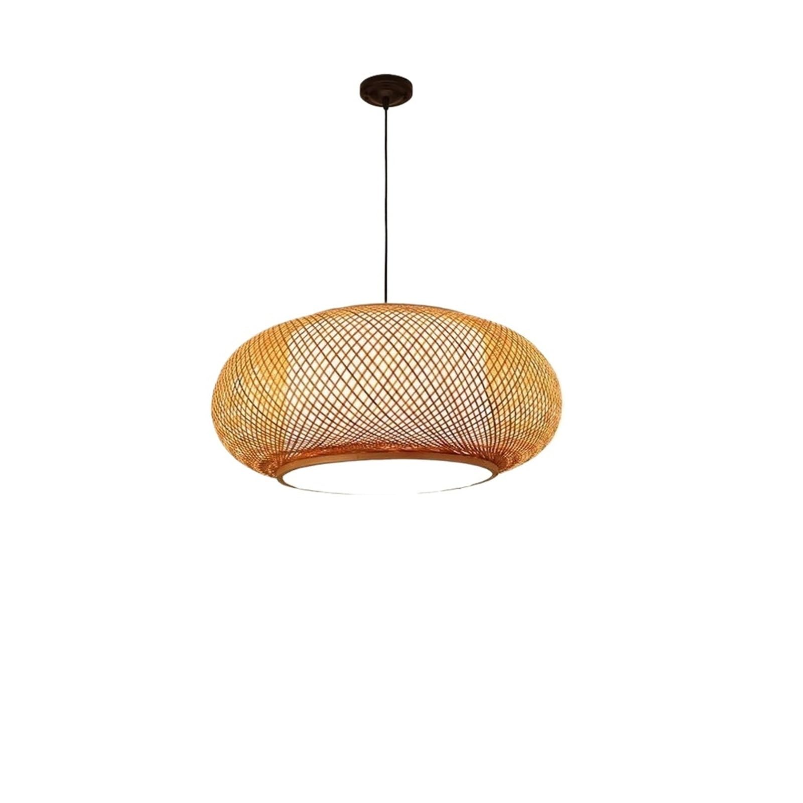 Eezii H-60Cm Rustic Farmhouse Bamboo Pendant Light Shades Large Ceiling Light Fixture Woven Rattan Chandelier E27 Bamboo Lamp Covers