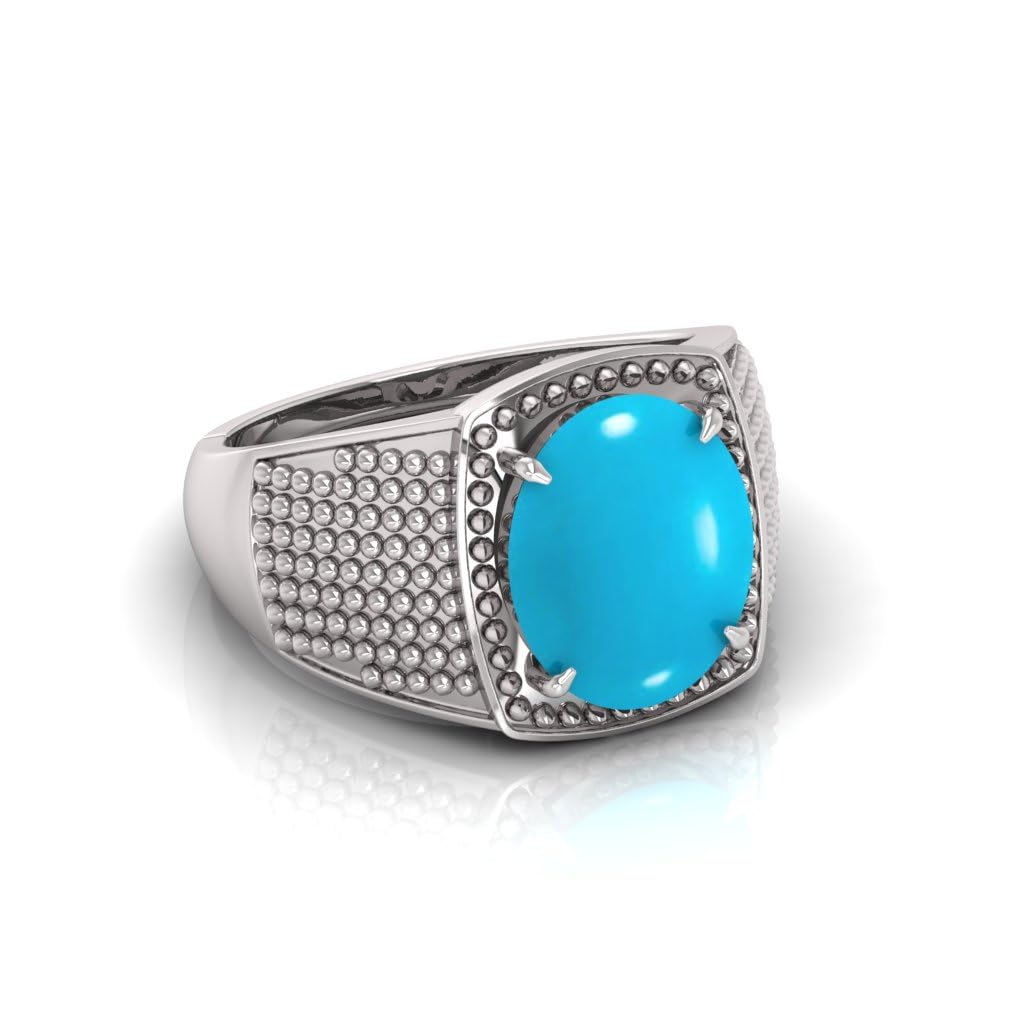 7.25 Ratti Firoza Original 6.22 Carat Turquoise Stone Adjustable Ring For Men And Women With Lab Certified A16-picture-42
