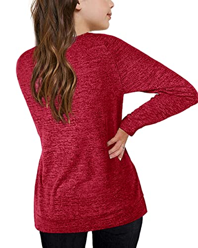 Image of Apbondy Girls Shirts Casual Long Sleeve Crewneck Loose Striped Sweatshirts Pullover Tops