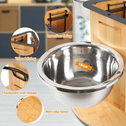 JAZUIHA Hundenapf Erhöht, Futternapf höhenverstellbar für große Hunde, inkl 3X Edelstahlschüssel 1400ml, Futterstation 3-Seitig Hundenapfständer