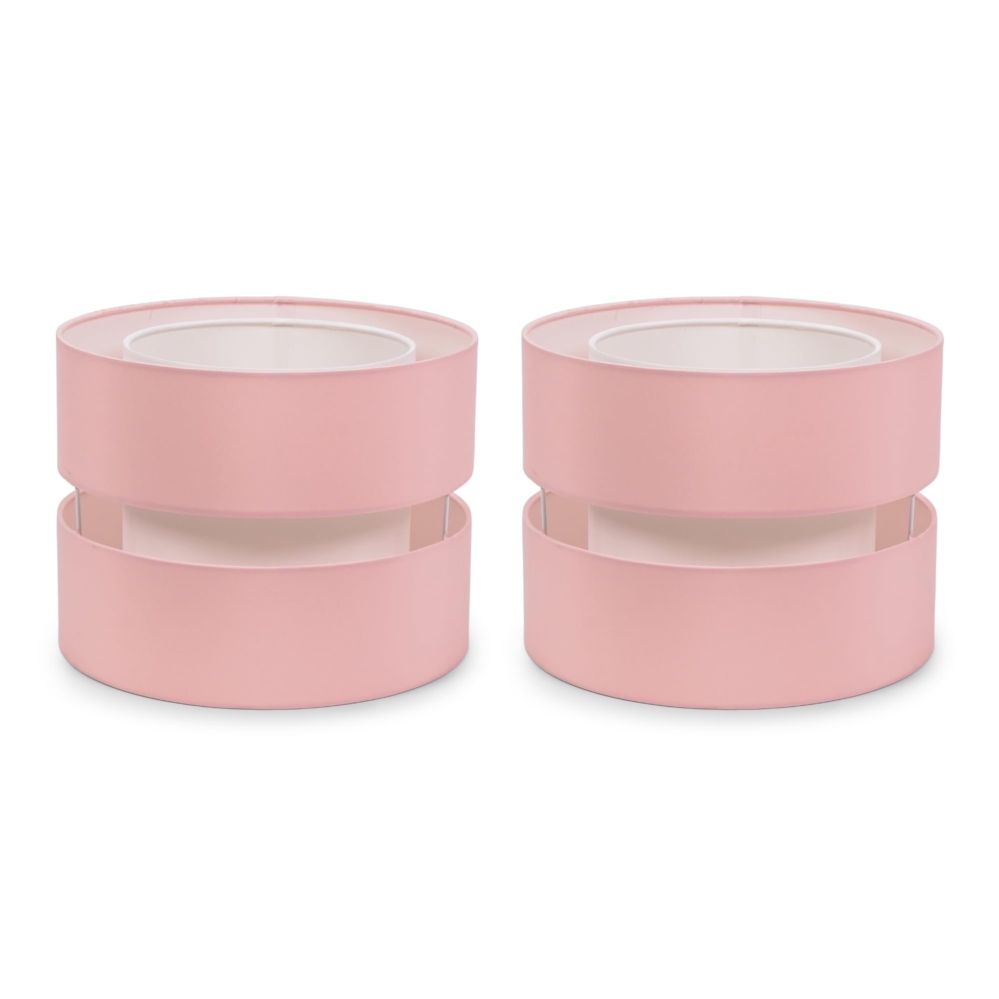 Valuelights Dusty Pink Sophia Pair Of Two Small 26Cm Drum Easy Fit Ceiling Light Lamp Shades In | Size: 10 Inches