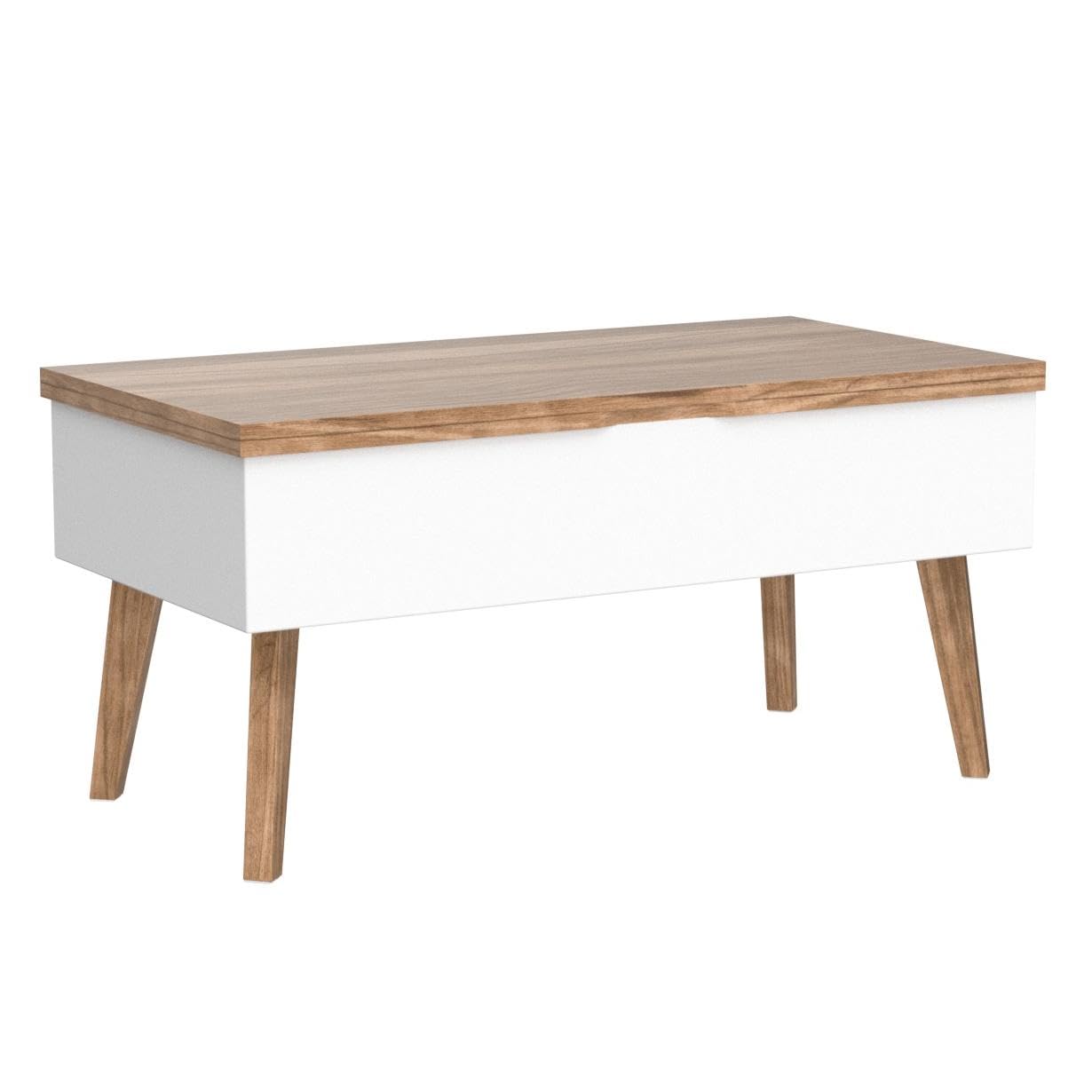 Bidiso Lift Top Coffee Table - Ten Minute Install Center Table with Hidden Storage, Rising Tabletop for Living Room, Rustic Brown