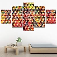 SIGNWIN 5 Panel Canvas Wall Art Modern Art Abstract Closeup Colorful Cool Geometric Minimalist Mixed Media Multicolor Patterns for Home Decorations Ready to Hang - 60