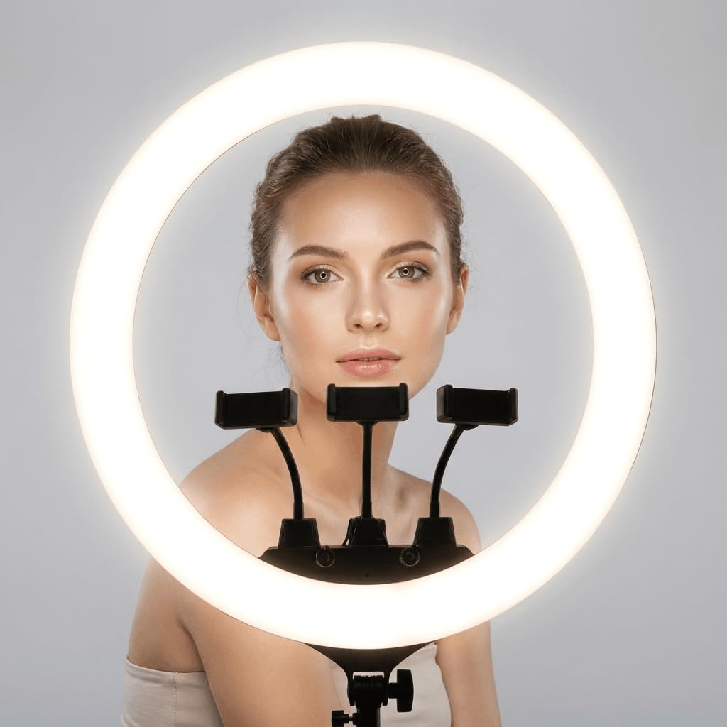 Luméon 56cm Ringlicht mit Stativ – 22 Zoll Ringleuchte für professionelle, großflächige Beleuchtung, Werbevideos & Portraitfotografie