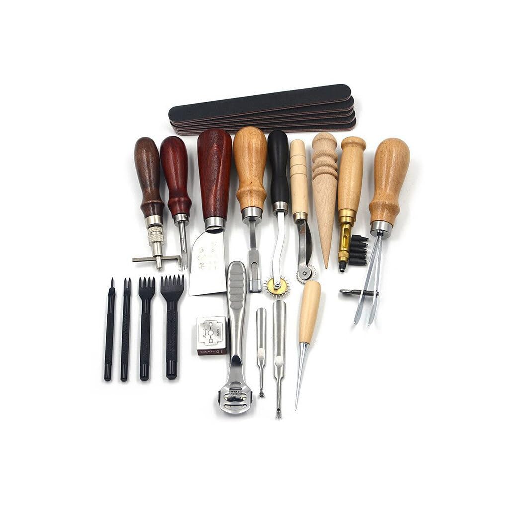 18 pièces/Ensemble en Acier Maroquinerie Outil de poinçonnage à la Main Bricolage en Cuir Artisanat Trou Couture Outils pour Fait Maison