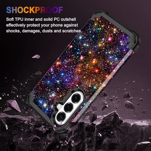 Miqala for Galaxy S26 Case,Glow in The Dark Three Layer Heavy Duty Shockproof Protection Hard Plastic Bumper+Soft Silicone Protective Case for Samsung Galaxy S26 5G,Colorful Starry Sky by Miqala - Used condition - Image 5