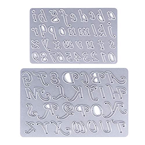 JKJF A-Z Alphabets 0-9 Numbers Scrapbooking Cutting Dies Set of 2 Metal Alphabet Stencils, Steel Cutting Dies for DIY Craft, Card Making, Upper Case Letters, Lower Case Letters and Numbers