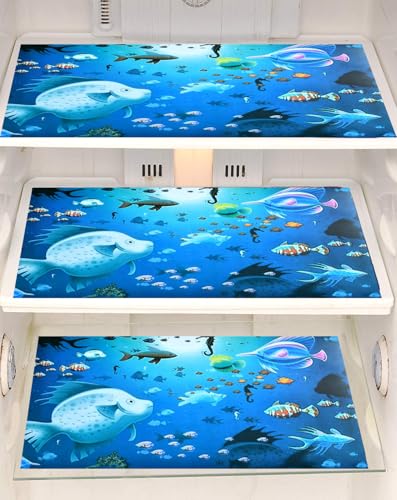Image of Refrigerator Drawer Mat /Fridge Mat Set of 6 Piece (11.5 X 17.5 Inches) (Fish)