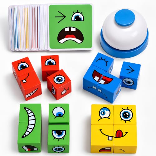 Wooden Face Changing Cube Building Blocks Game