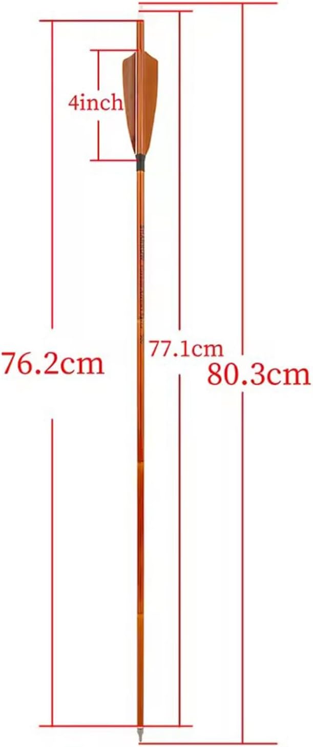31.5inch Carbon Arrows Bamboo Pattern Archery Targeting Practice Hunting Arrows with 4" True Feather Spine 500 for Compound & Recurve Bow