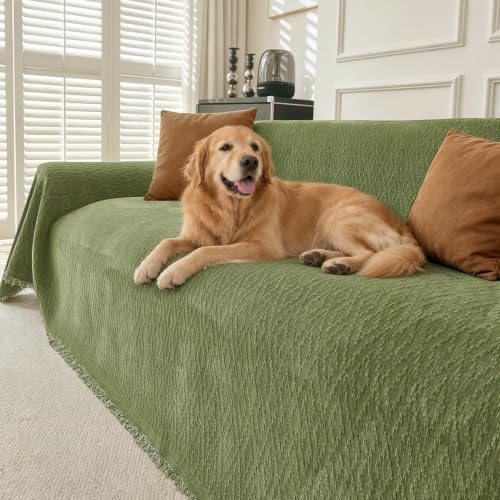VOIR Couch Cover Washable for 3 Cushion Chenille Sofa Slipcover, Green - image 1