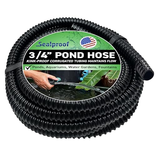Sealproof 3/4" Dia Corrugated Pond Tubing 3/4-Inch ID, 20 FT Long, Black Kink Free Strong and Flexible Made in USA PVC Tubing by Sealproof - Used condition - US$21.31