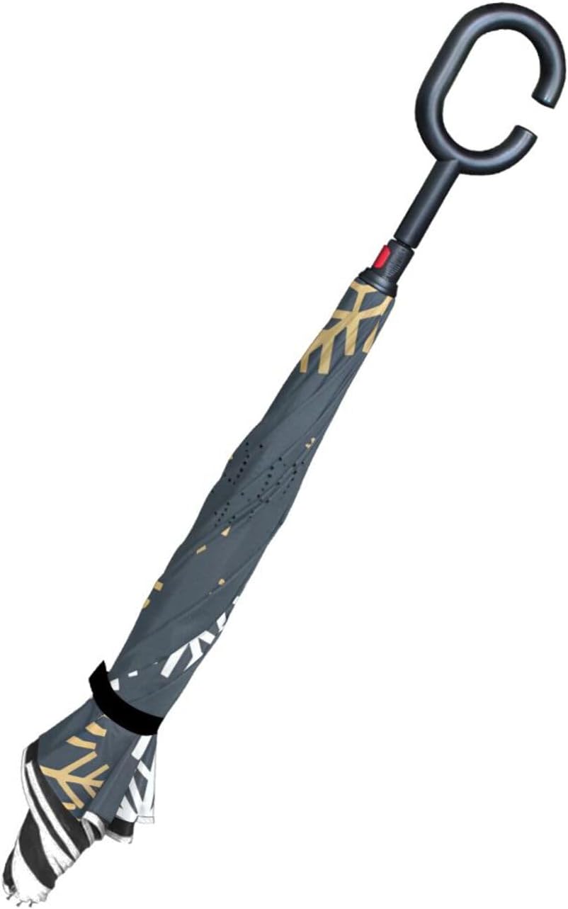 Christmas Snowflakes Inverted Umbrellas for Rain Windproof Reverse Upside Down Golf Umbrella with C-shape Handle for Men Women