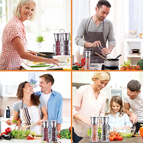 Aaildehy Salt And Pepper Grinder Set Of 2 - Stainless Steel Salt And Pepper Mill With Adjustable Coarseness - Ceramic Pepper Grinder Refillable - Glass Spice & Kosher Salt Shaker With Stand #TOP1