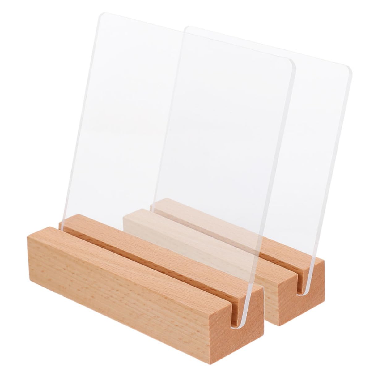 Alipis Acrylic Frame Display Board 2pcs with Wooden Stands Vertical Sign Holder Menu Sign Nail Art Stand Event Decoration