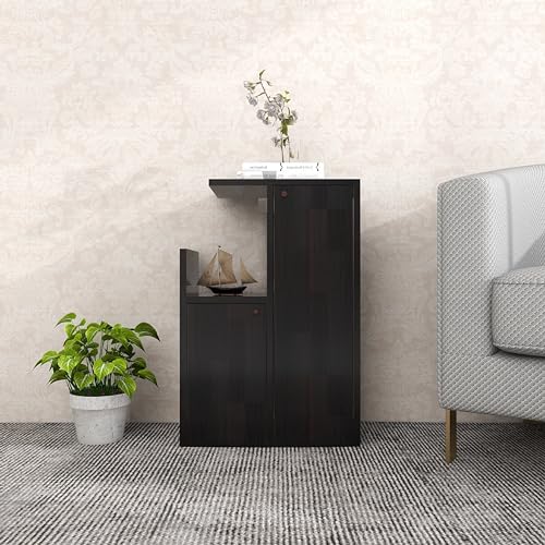 Image of DF2H Bedside Table | 1 Year Warranty | Contemporary & Slim Bedside Table, Hana, Side Table Nightstand Wenge Colour (Melamine Finish)