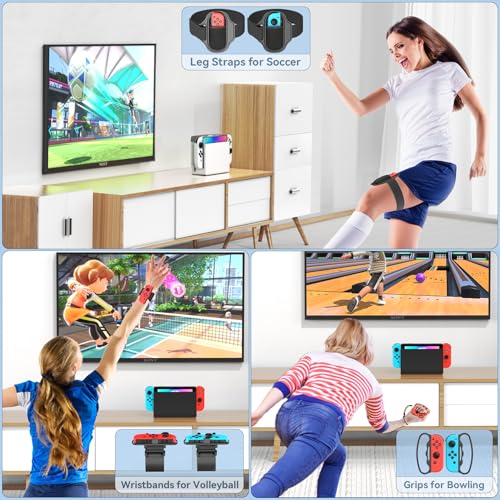 Switch Sports Accessories Bundle with Organizer Station Compatible with Nintendo Switch/OLED Console & Joy-con, Storage and Organizer for Switch Sports Game, Family Sports Party Accessories Kit, Black