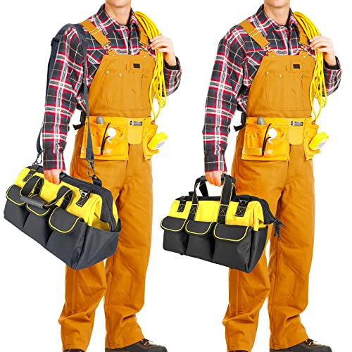 Oseeny 16-Inch Tool Bags For Men Heavy Duty Non-Slip Feet Adjustable Shoulder Strap 14 Functional Insert Pockets,For Electricians, Carpentry,Gardening (Yellow) #TOP5