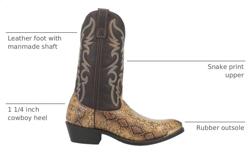 Image of Laredo Mens Monty Print Pointed Toe Pull On Casual Boots Mid Calf - Brown, Gold, Grey