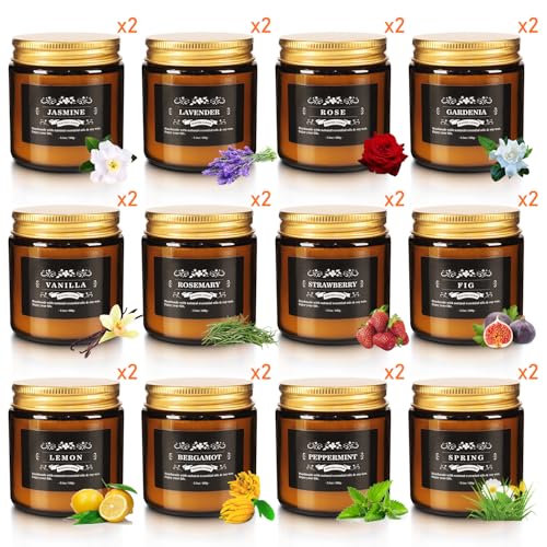 Image of 24 Packs Scented Candles for Home, 3.05oz，Soy Wax Aromatherapy Candles with 12 Fragrances, Smokeless Natural Essential Oil Candles for Relaxation, Gifts, Parties, Yoga,Home Decor