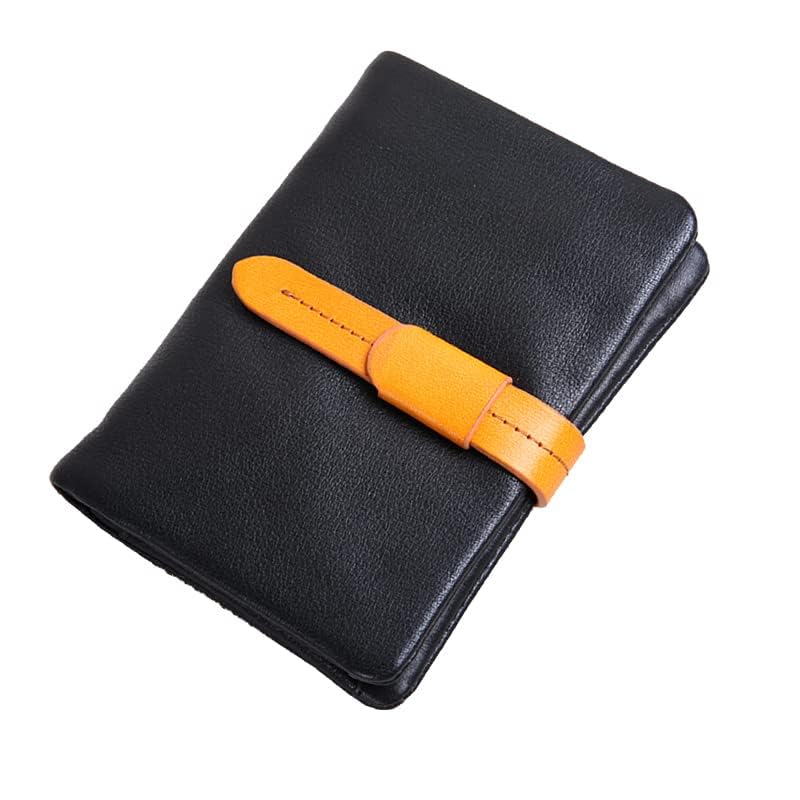 Image of DORIS&JACKY Small Wallet For Women Leather Bifold Wallet Card Case With Card Holder, 1-Black with orange, Small Leather Wallet for Women