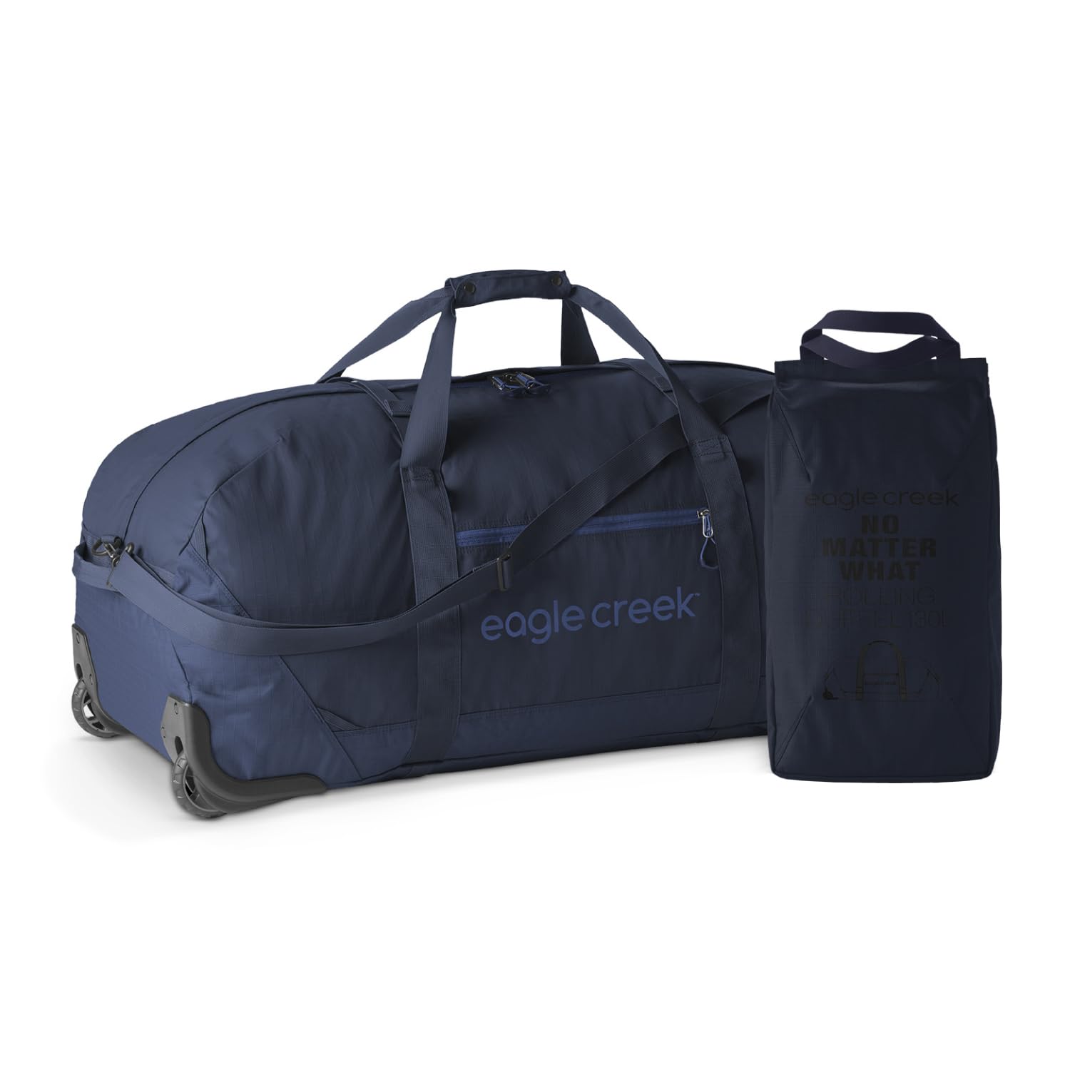 Eagle Creek No Matter What Rolling Duffel - Durable Rolling Bag for Travel - Adjustable Shoulder Strap - Heavy Duty Wheels - Lockable Zippers - Multiple Carry Options - 130L, Atlantic Blue, 130L