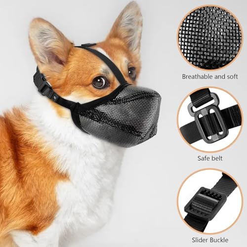 Maulkorb für Große Hunde, Verstellbare Atmungsaktive Haustier Maske Maulkorb Kleine Hunde mit Klettverschluss, für Kleine Mittlere große Hundetraining (S) (S)