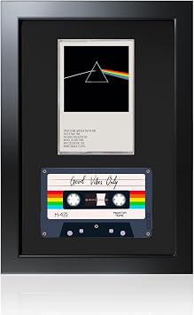 Cassette Tape Display Frame for Standard Case and Tape, Black Flocked EVA