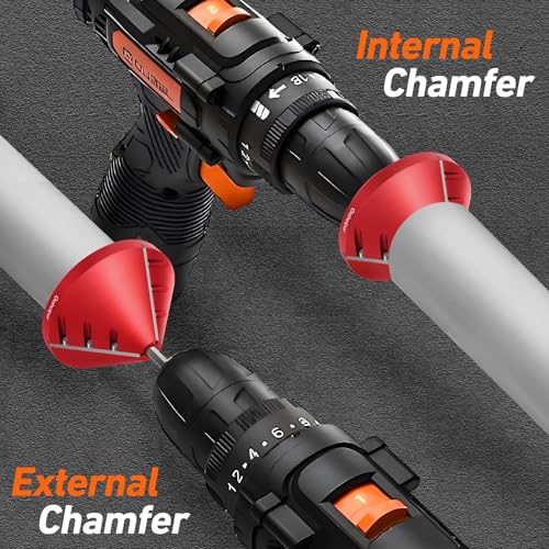 2 in 1 Inner-Outer PVC Deburring Tool, PVC Chamfer Tool, Pipe Deburring Reamer Plumbing Tool for OD 0.75" to 4.6", ID 0.92" to 4.8" PVC, CPVC, ABS, PP, PE Pipe by Gohelper - Image 2