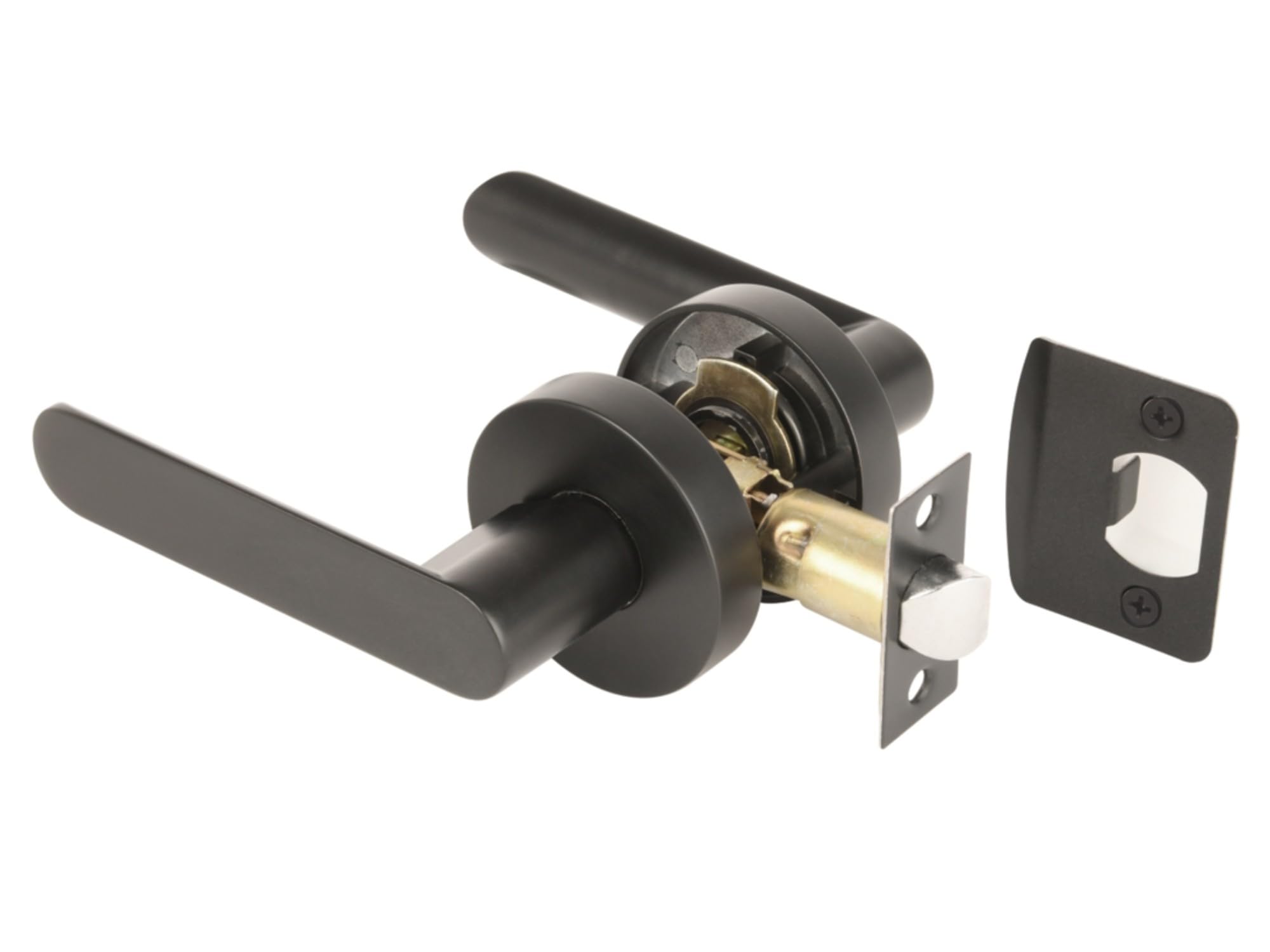 Hunta Black Matt Handlezone® Mantara Passage Leverset, Non-Locking Interior Door Lever Set, Adjustable 60-70Mm Latch –