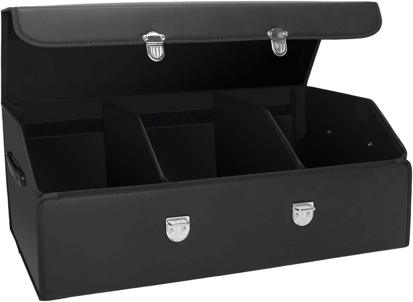 EASYBERG Collapsible Car SUV Seden Trunk Organizers and Storage with lid,32.3 inches Leather Car Organizer Trunk,Multi-Compartment Adjustable Auto Grocery Large Storage 32.3" x 14.5" x 10.2" leather trunk organizer