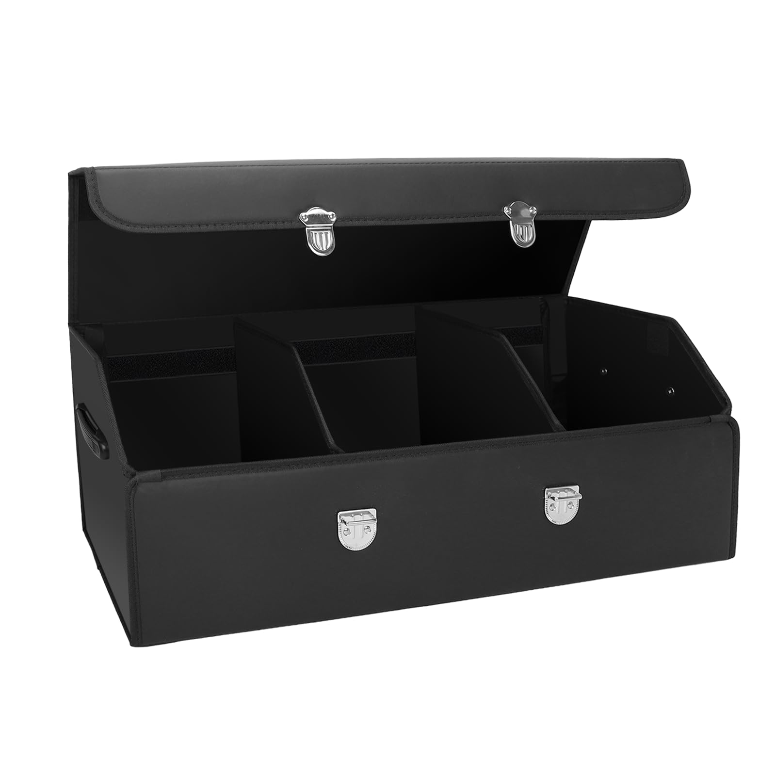 EASYBERG Collapsible Car SUV Seden Trunk Organizers and Storage with lid,32.3 inches Leather Car Organizer Trunk,Multi-Compartment Adjustable Auto Grocery Large Storage