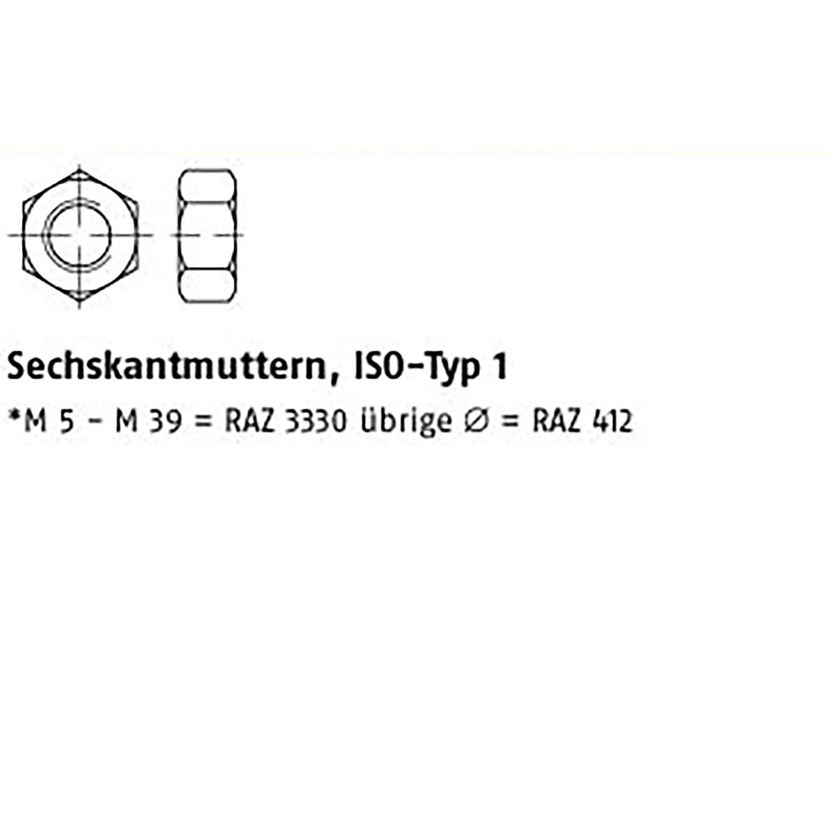 Tuercas hexagonales ISO 4032 8 M 22 galvanizadas. Galvanizado Zn VE=S 50 unidades