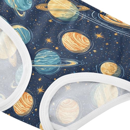 ZZKKO Universe Planets Star Girls Underwear Toddler Panties for Girls Comfort Brief Size 2T-8Y3