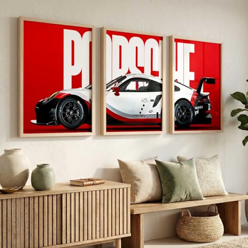 Image of HOTHOUSE Big Sports Cars Framed Posters Gift Items for Boys Room Wall Decoration Bedroom Living Room Office Studio Decor | Car Poster Frame for Wall Decor Set Of 3 Size (10 X 13 inch)