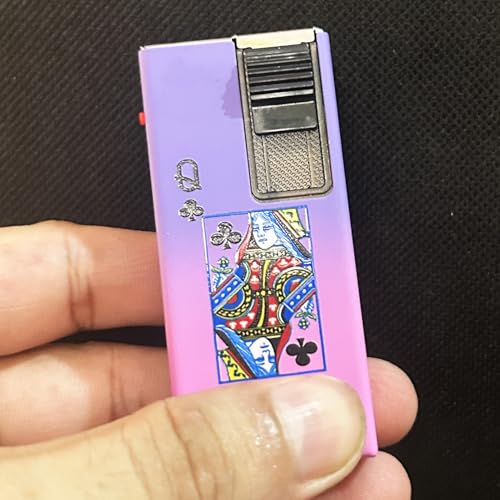 Image of Windproof Jet Flame Refillable Slide Button Cigarette Lighter Pocket Lighter (Purple-Pink)