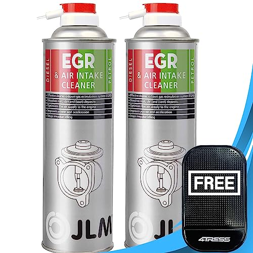 JLM 2 x 500ml Diesel Petrol EGR Valve Air Intake & Inlet Manifold Cleaner Spray with 4TRESS Non Slip Car Dash Mat (4T-2x-J02710)