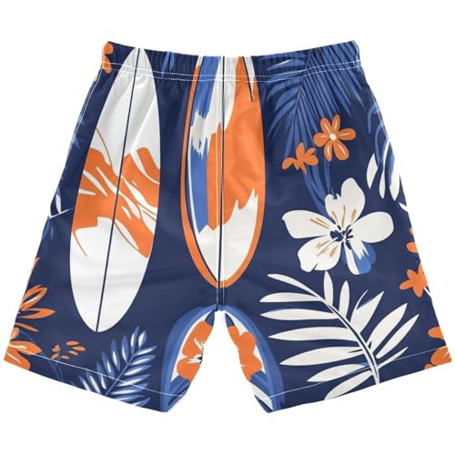 Boys Beach Board Shorts Surfboard Palm Tree Floral Swim Trunk Teen Swimwear 8-16Y2
