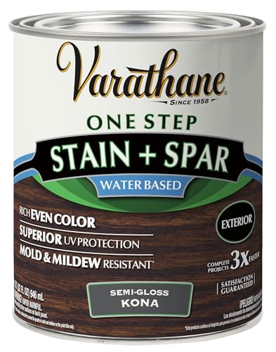 Varathane Semi-Gloss Water-Based Exterior Spar Urethane, Quart, Kona