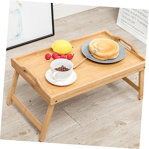 HOLIDYOYO 1pc Multifunctional Folding Table Laptop Breakfast Serving Table Portable Office Desk Bed Trays Rectangle Tray Adjustable Lap Desk Media Bed Tray Desk Snack Tray Khaki