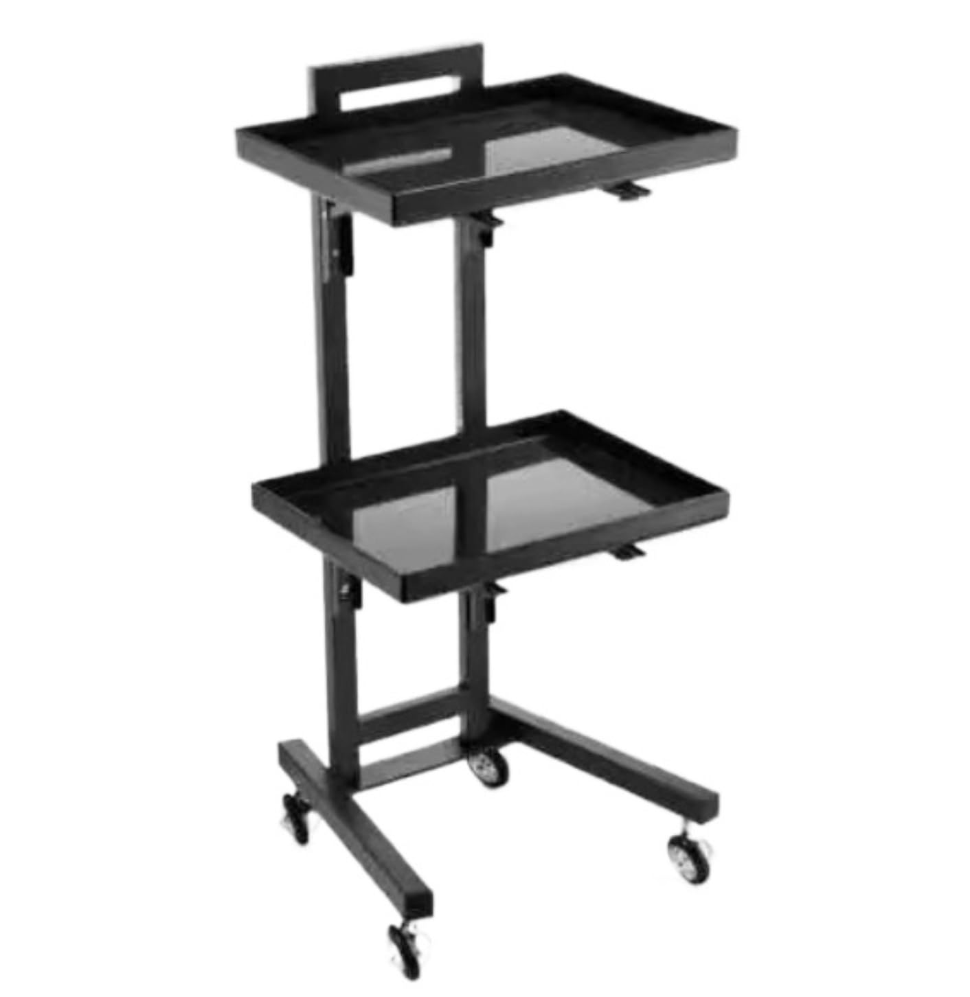2 Tier Hairdressing Free Standing Mobile Salon Service Tray Storage For Barber Shops(Square)